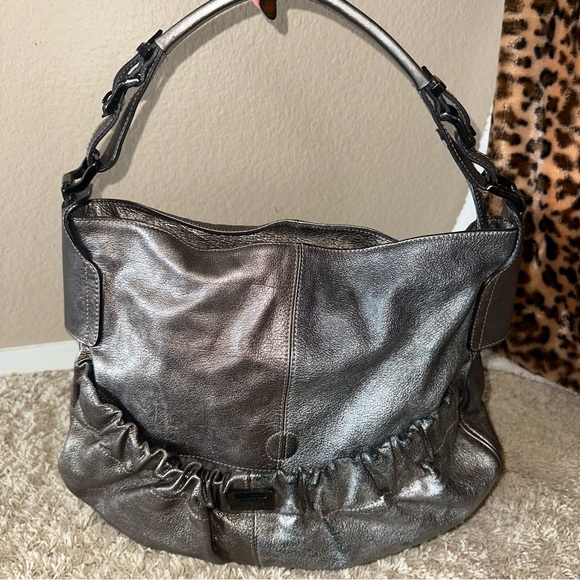 Burberry Silver Curzon Ruched Bag - Picture 1 of 3